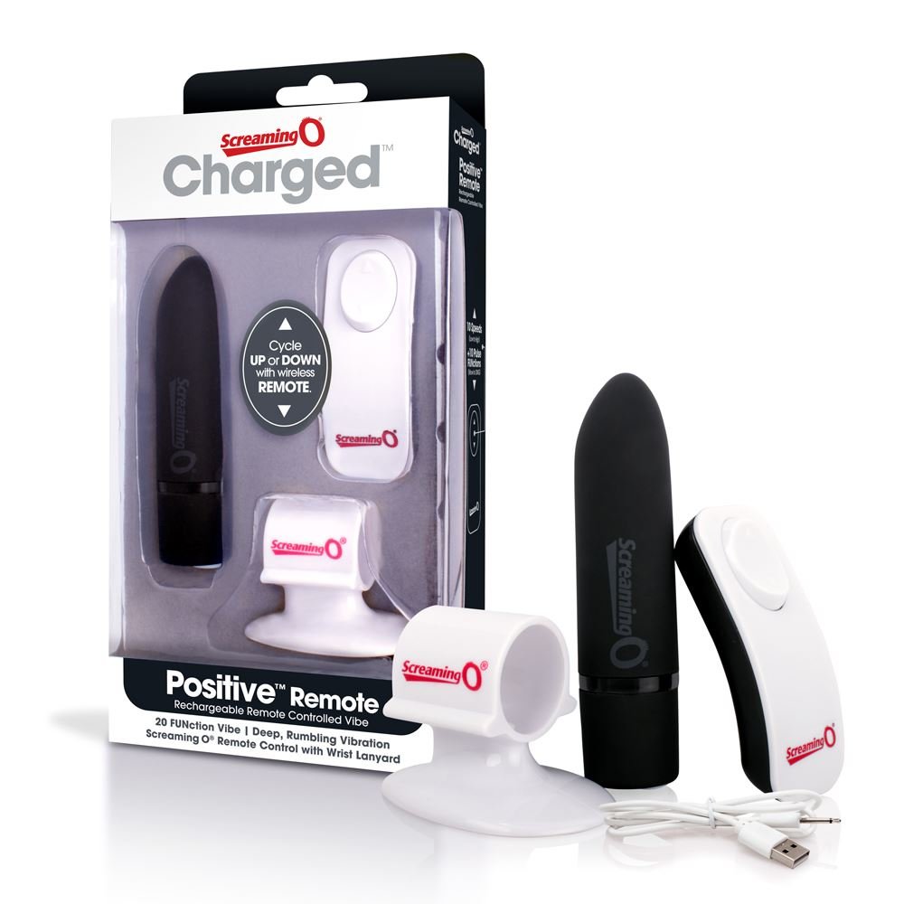 Screaming O Positive Rechargeable Remote Controlled Bullet Vibrator Black