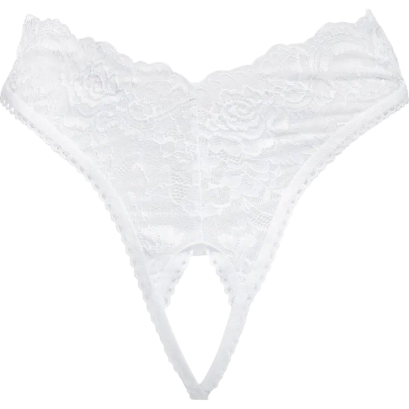 Rimba White Lace Crotchless G-String