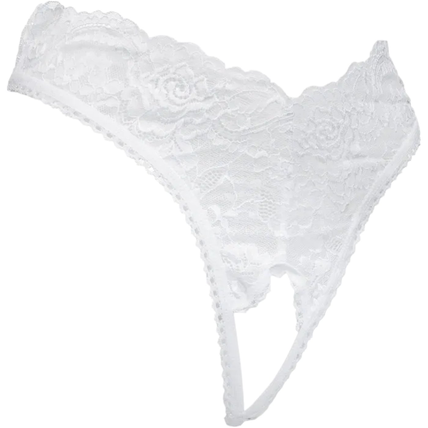 Rimba White Lace Crotchless G-String