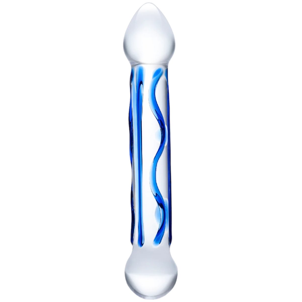Glas Full Tip Textured Glass Dildo Blue 6.5 Inch