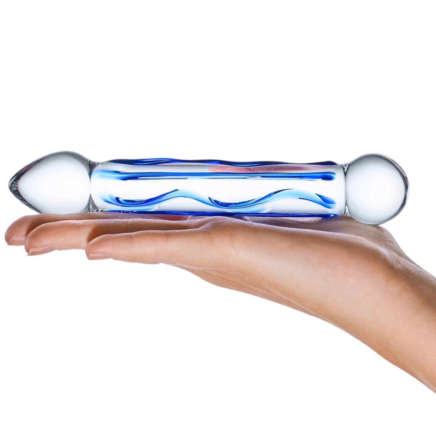 Glas Full Tip Textured Glass Dildo Blue 6.5 Inch