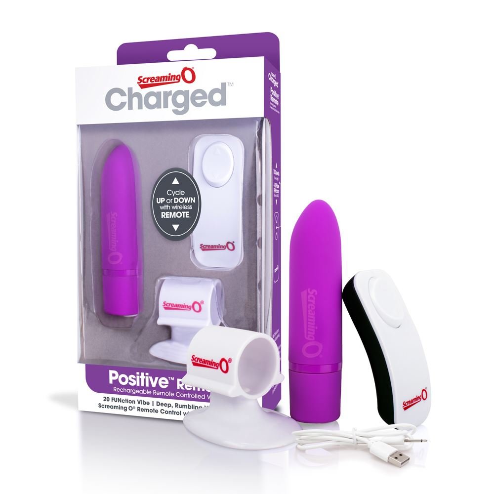 Screaming O Positive Rechargeable Remote Controlled Bullet Vibrator Grape