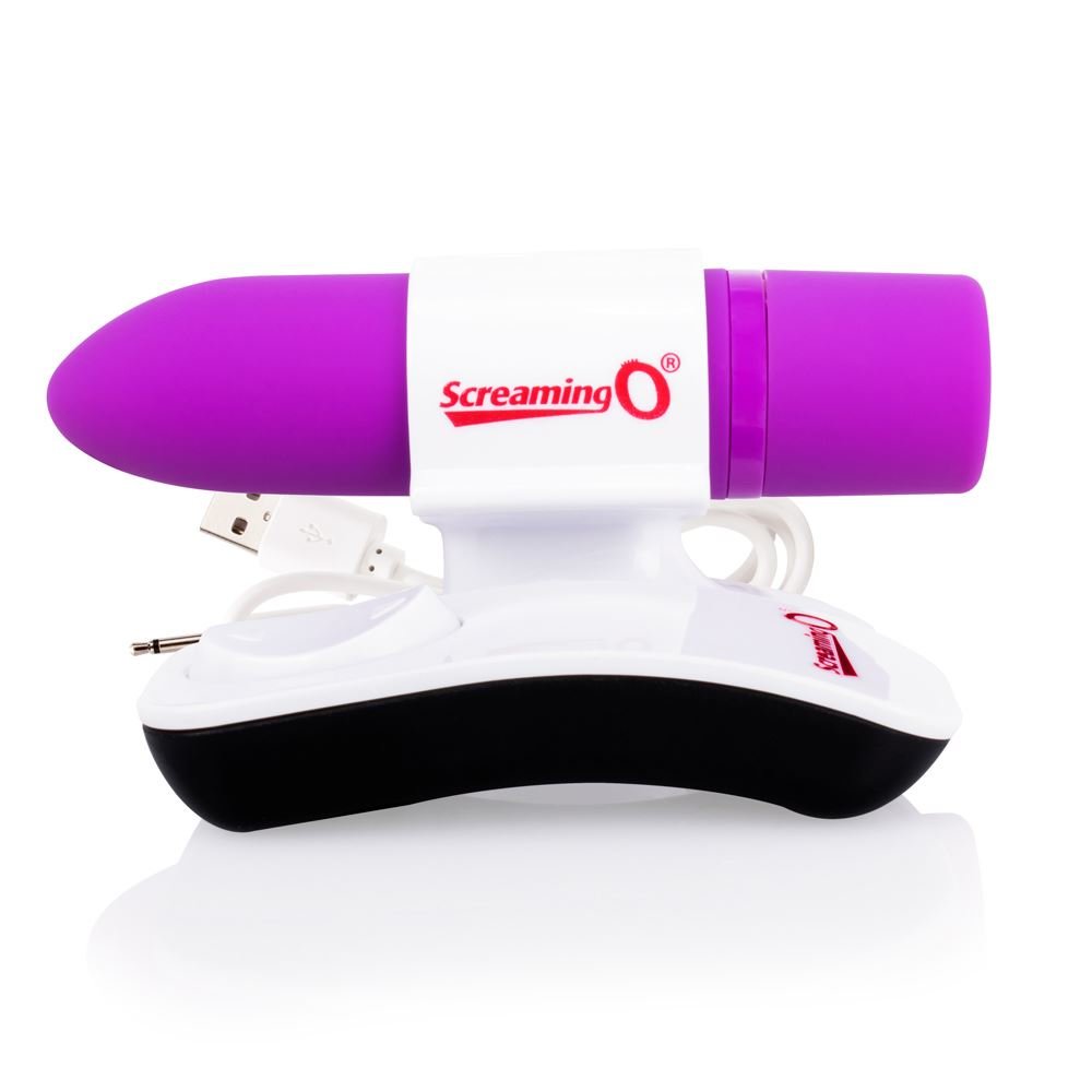 Screaming O Positive Rechargeable Remote Controlled Bullet Vibrator Grape