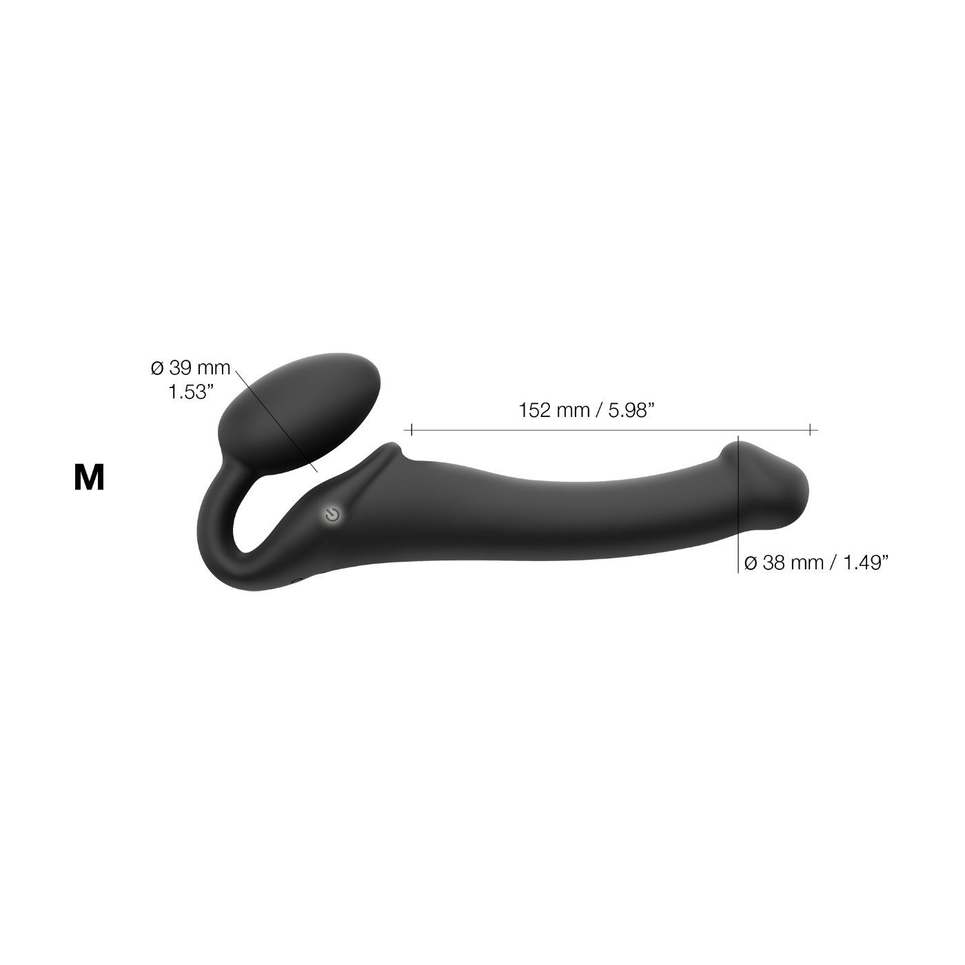 Strap-On-Me Rechargeable Remote Control Vibrating Strapless Strap-On Black M