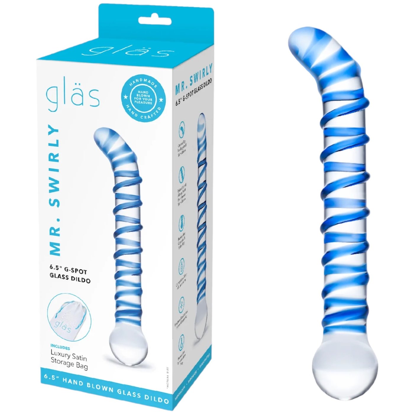 Glas Mr. Swirly G-Spot Glass Dildo Clear 6.5 Inch
