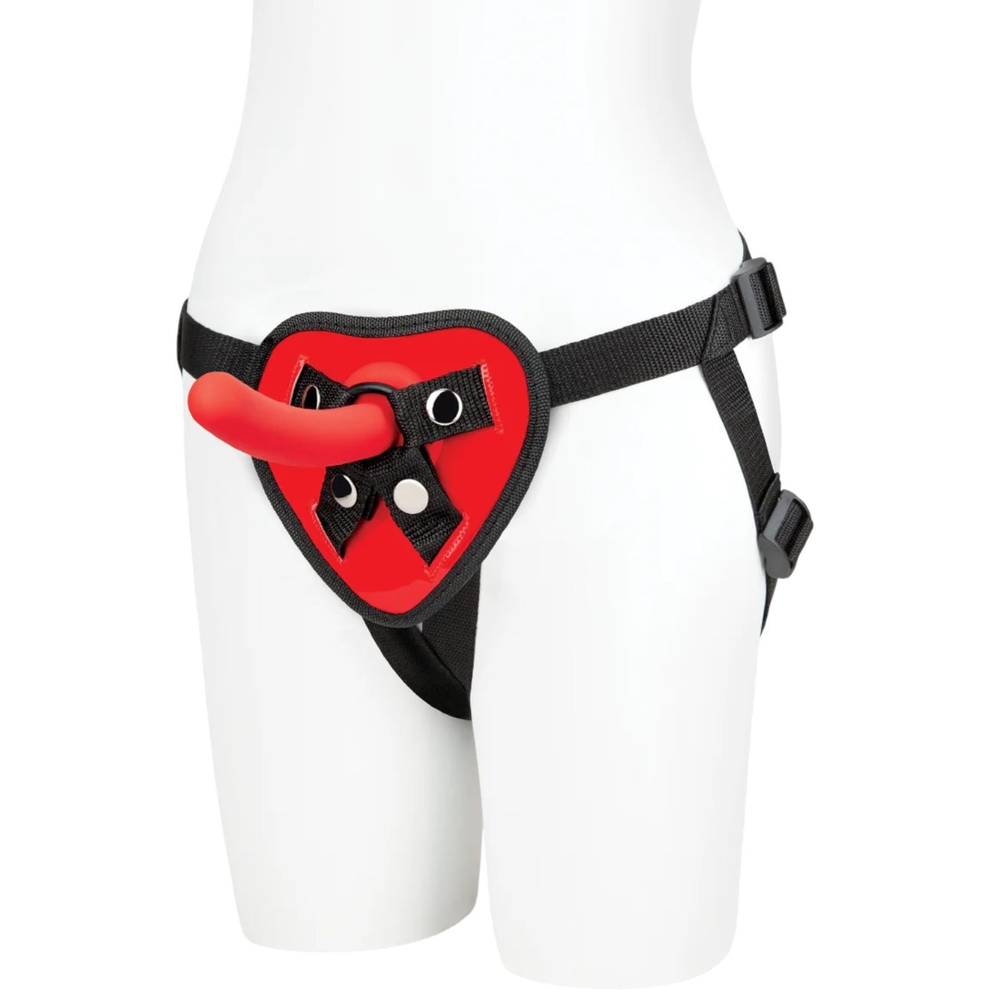 Lux Fetish Red Heart Adjustable Strap-On Harness & 5 Inch Dildo Set