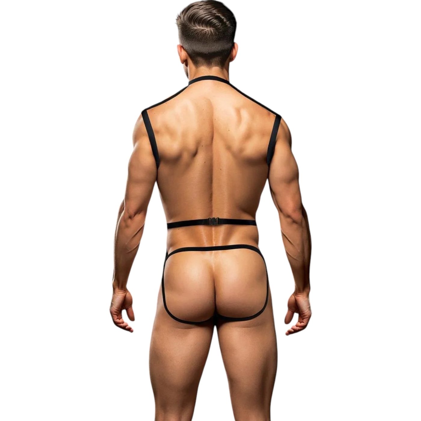 Envy Men's 3-Piece Wet Look Body Harness Set Black
