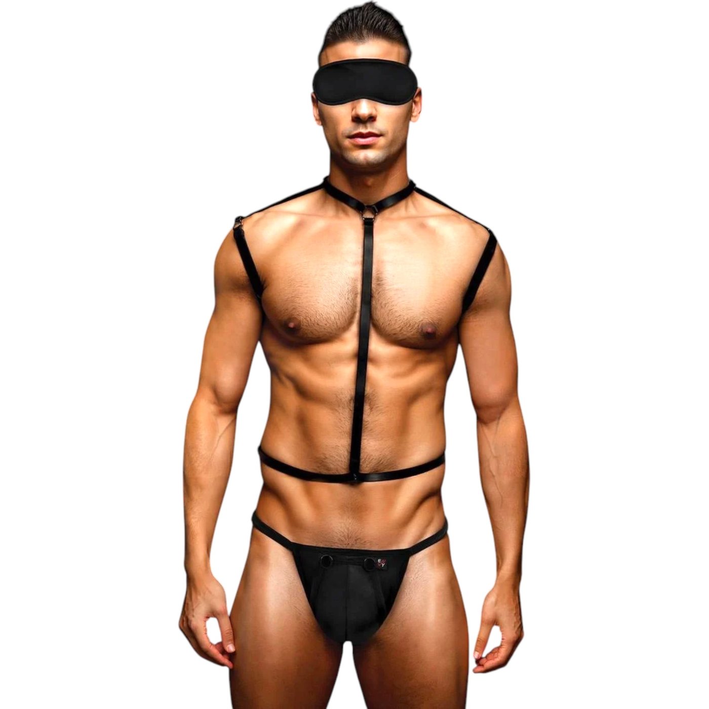 Envy Men's 3-Piece Wet Look Body Harness Set Black