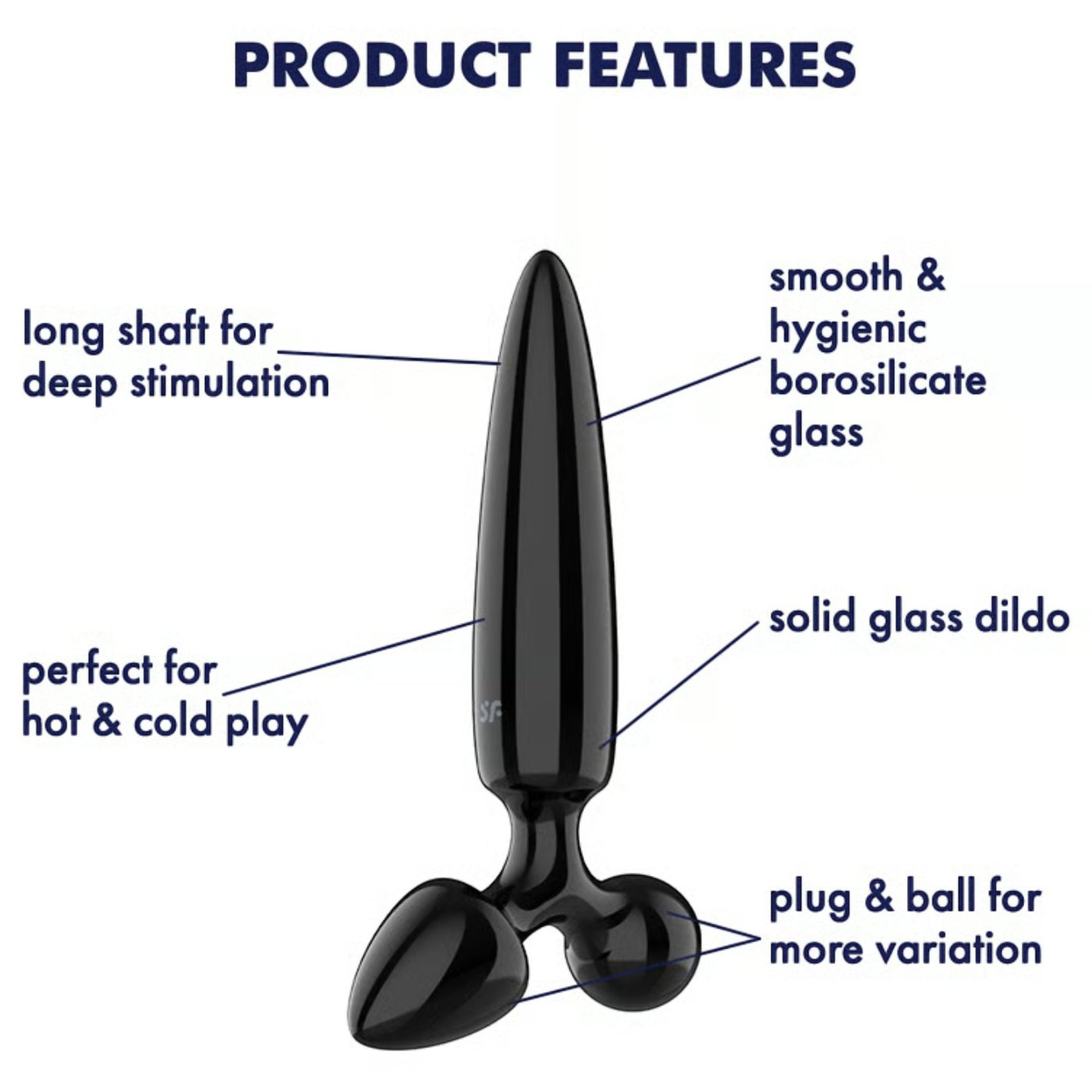 Satisfyer Triple Crystal 1 3-in-1 Glass Dildo 8.3 Inch Black