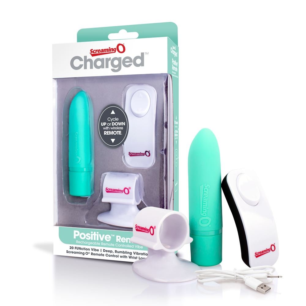 Screaming O Positive Rechargeable Remote Controlled Bullet Vibrator Kiwi