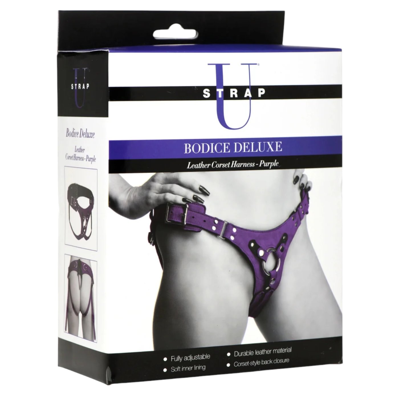 Strap U Bodice Deluxe Leather Corset Harness Purple