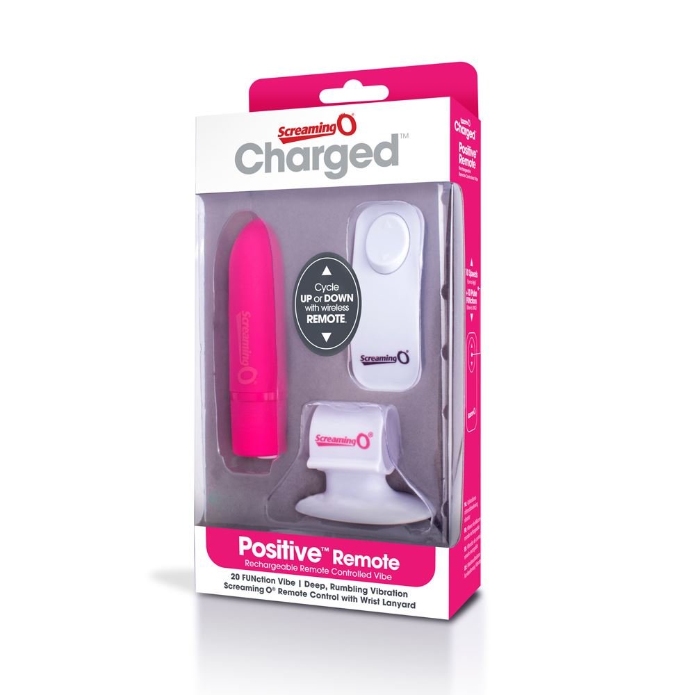 Screaming O Positive Rechargeable Remote Controlled Bullet Vibrator Strawberry