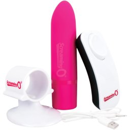 Screaming O Positive Rechargeable Remote Controlled Bullet Vibrator Strawberry