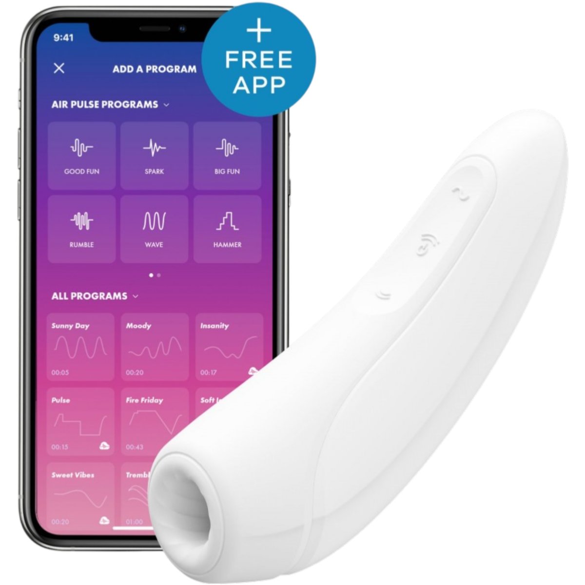 Satisfyer Curvy 1+ App Controlled Clitoral Suction Stimulator White