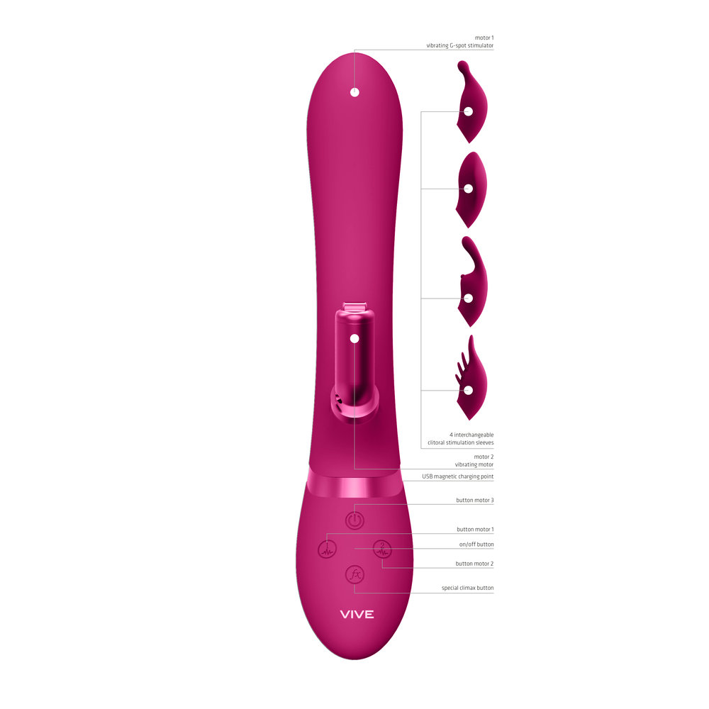 Vive Chou Dual-Action Interchangeable Rabbit Vibrator Pink