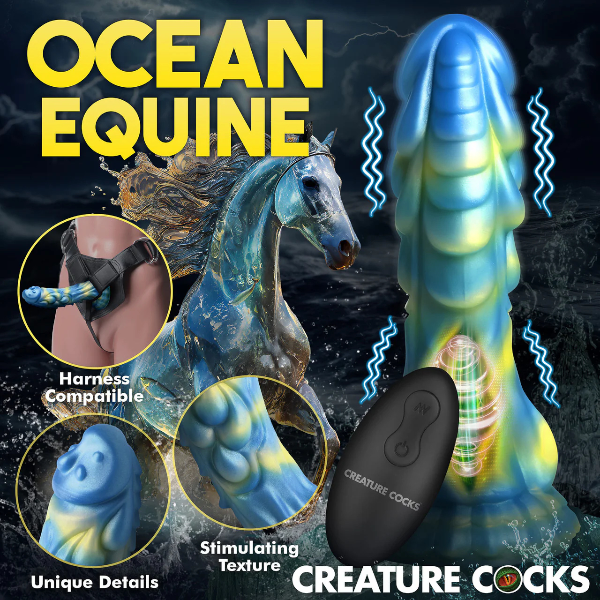 Creature Cocks Sea Stallion Rechargeable Remote Vibrating Silicone Dildo 8.3 Inch