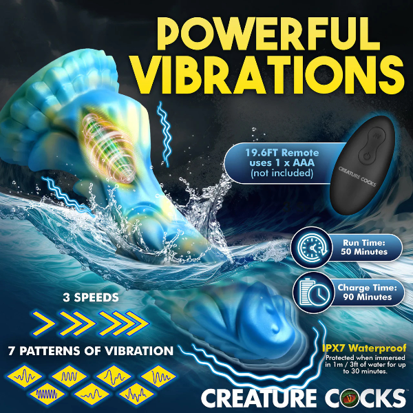 Creature Cocks Sea Stallion Rechargeable Remote Vibrating Silicone Dildo 8.3 Inch
