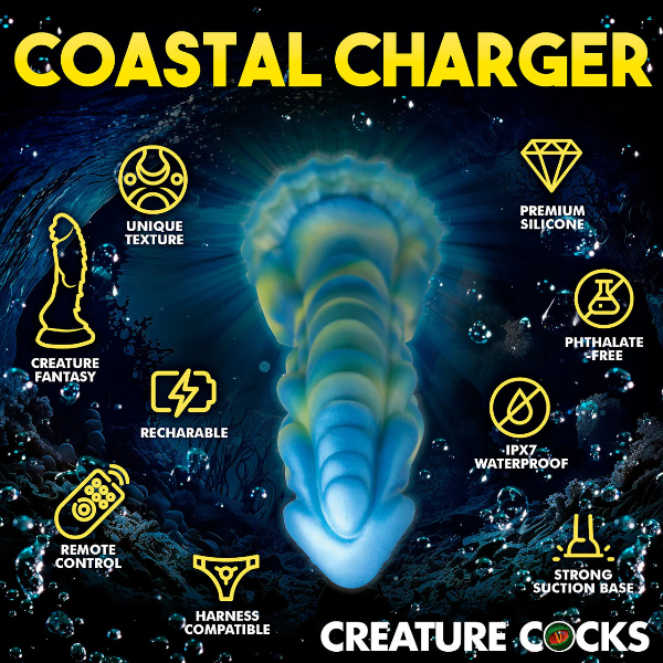 Creature Cocks Sea Stallion Rechargeable Remote Vibrating Silicone Dildo 8.3 Inch