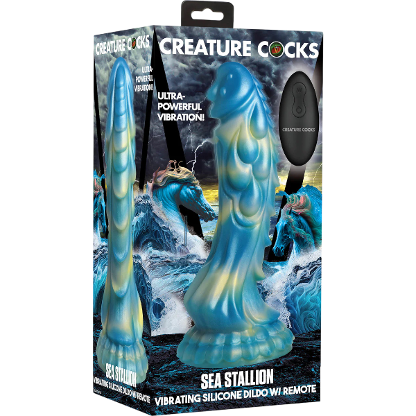 Creature Cocks Sea Stallion Rechargeable Remote Vibrating Silicone Dildo 8.3 Inch