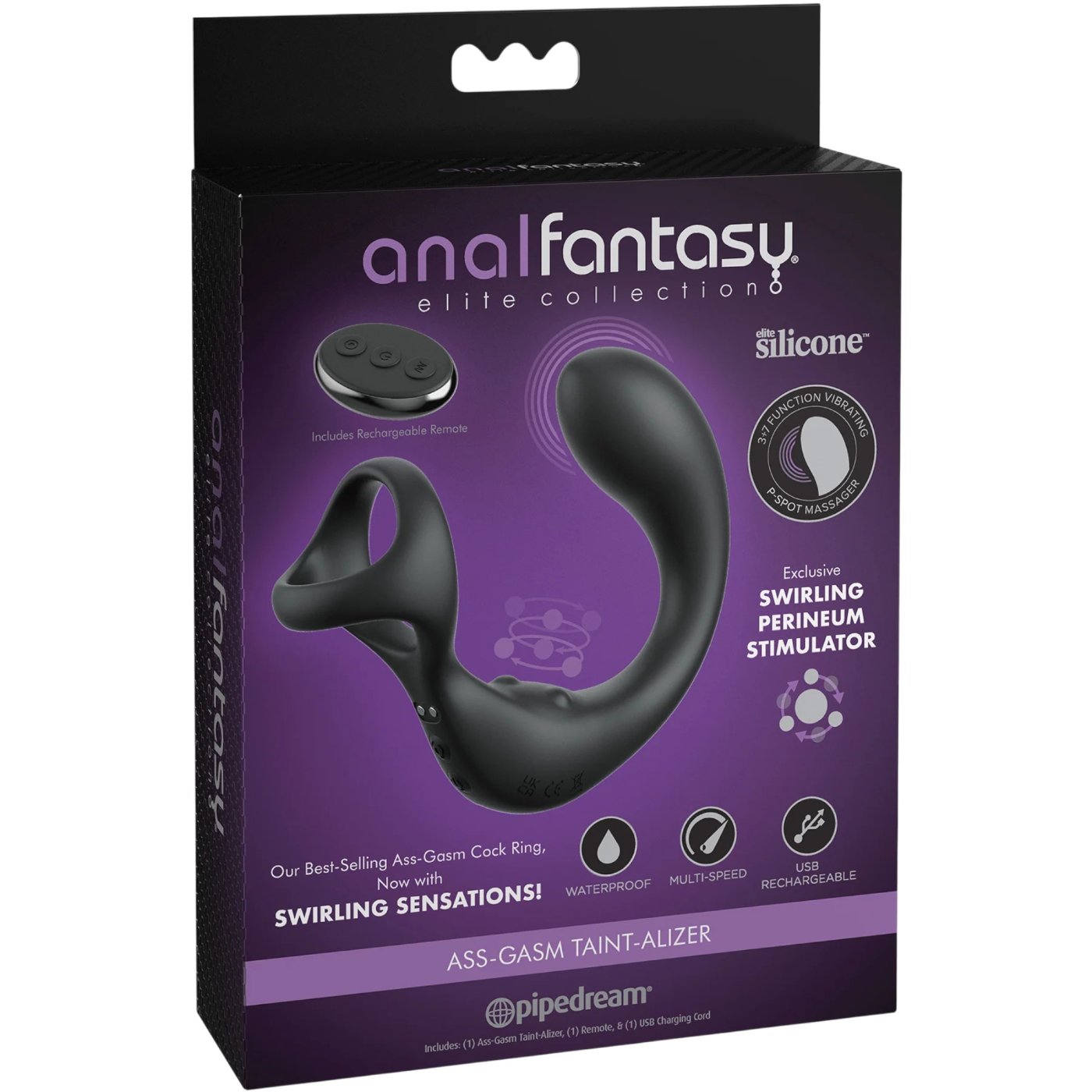 Anal Fantasy Elite Ass-Gasm Taint-Alizer Prostate Massager With Remote