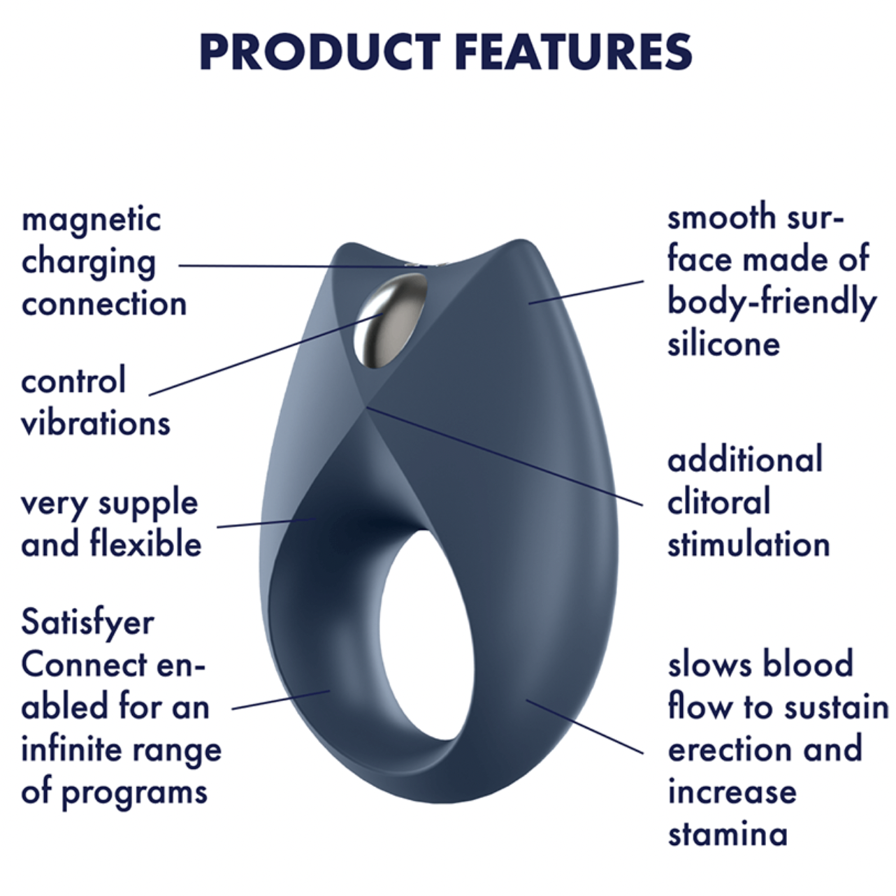 Satisfyer Royal One App Controlled Vibrating Cock Ring Blue