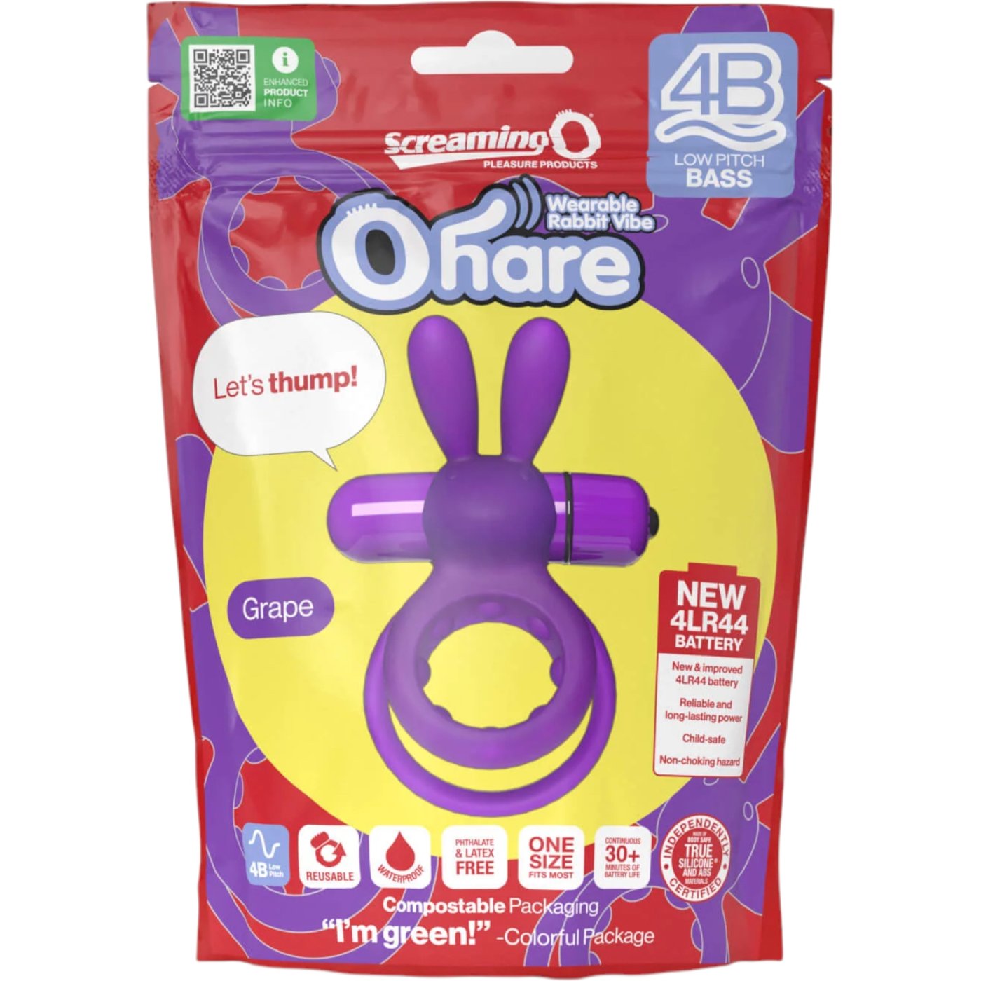 Screaming O 4B Deep Rumbling Ohare Vibrating Rabbit Cock Ring Grape