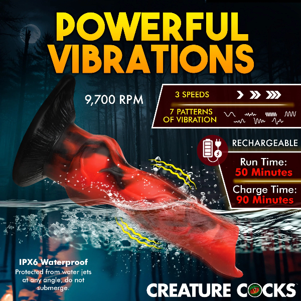 Creature Cocks Vibra Beast Vibrating Silicone Dildo 7.4 Inch