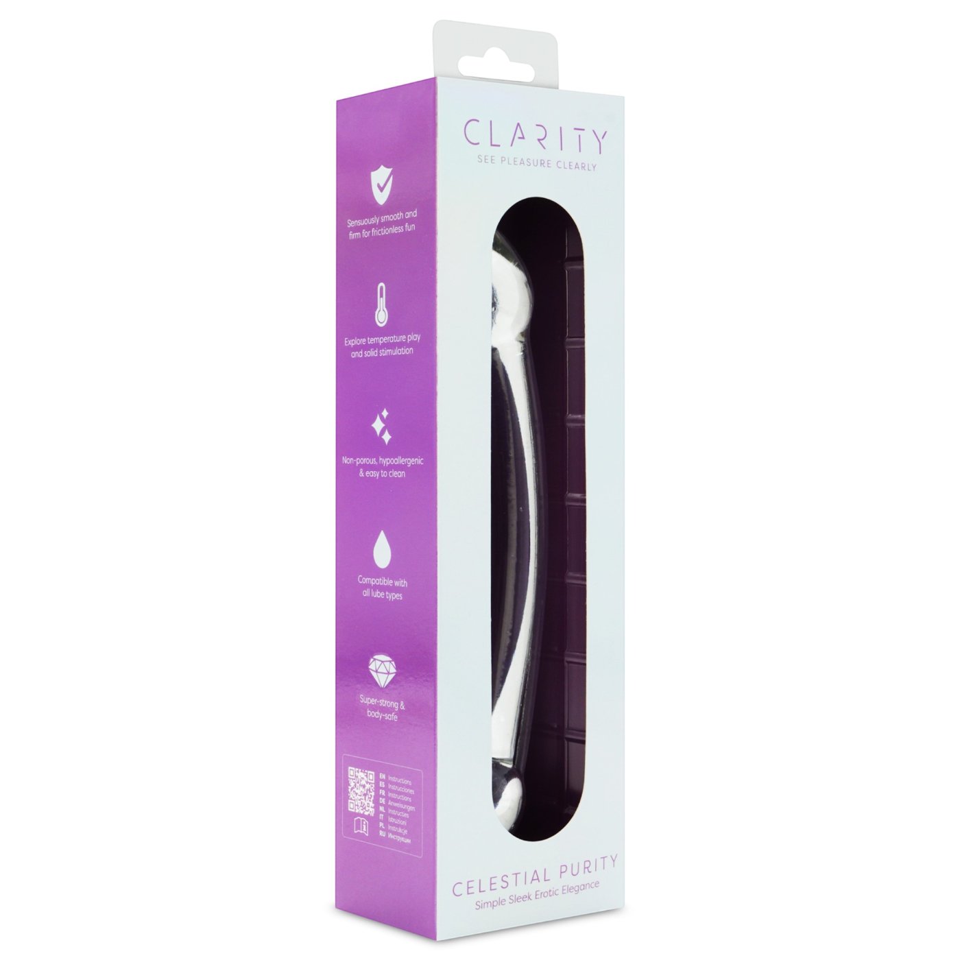 Clarity Celestial Purity Double Ended Glass Dildo 8 Inch