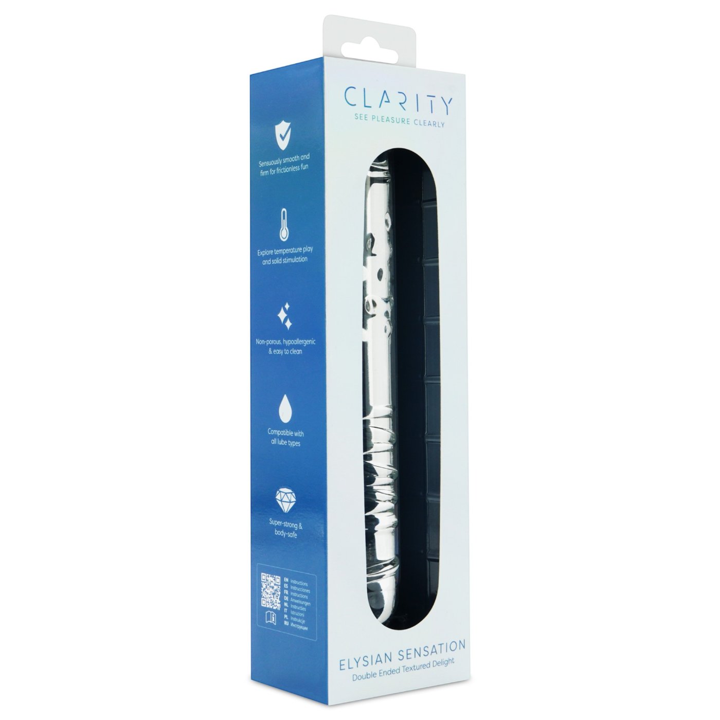 Clarity Elysian Sensation Double Ended Glass Dildo 8.3 Inch