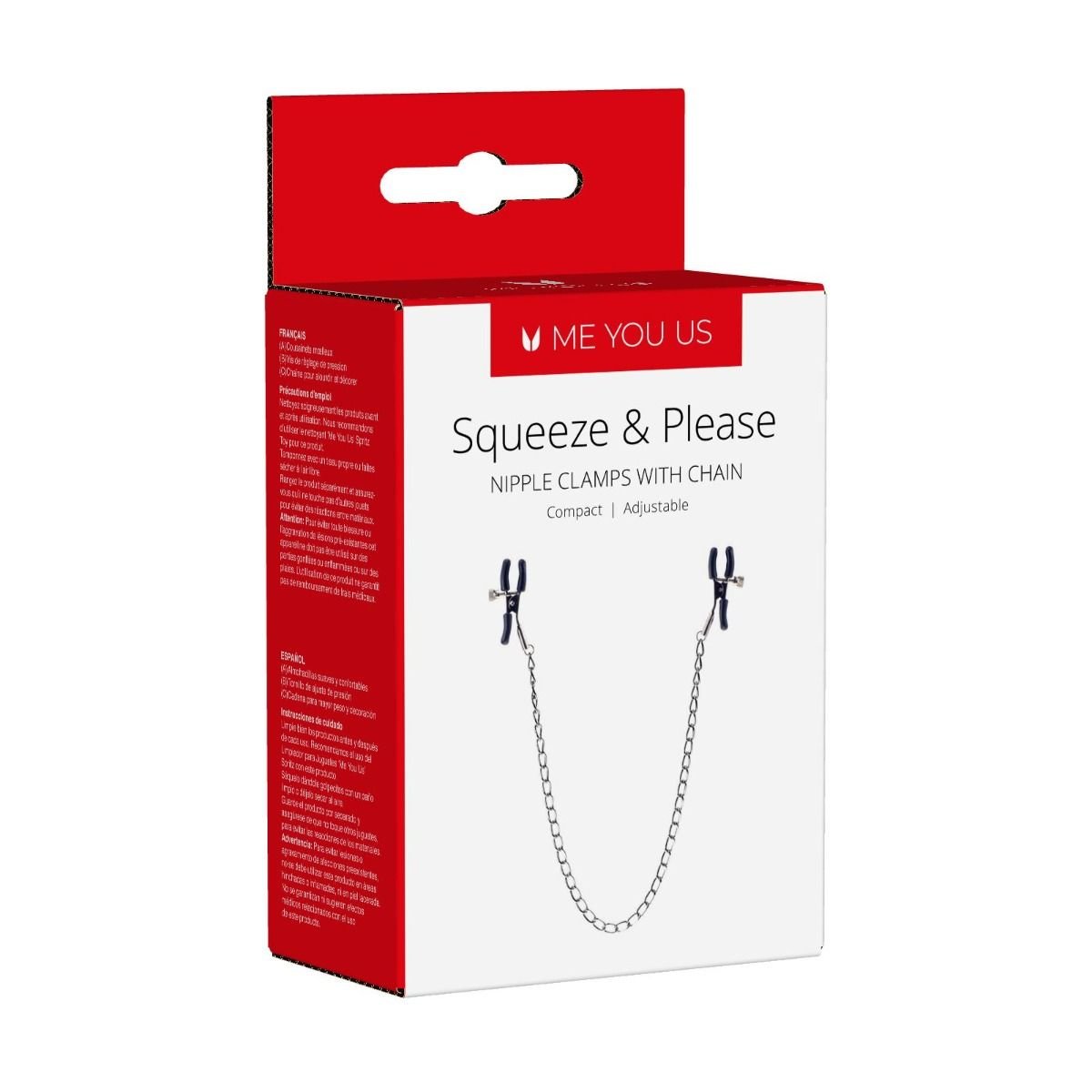 Me You Us Squeeze & Please Nipple Clamps with Chain