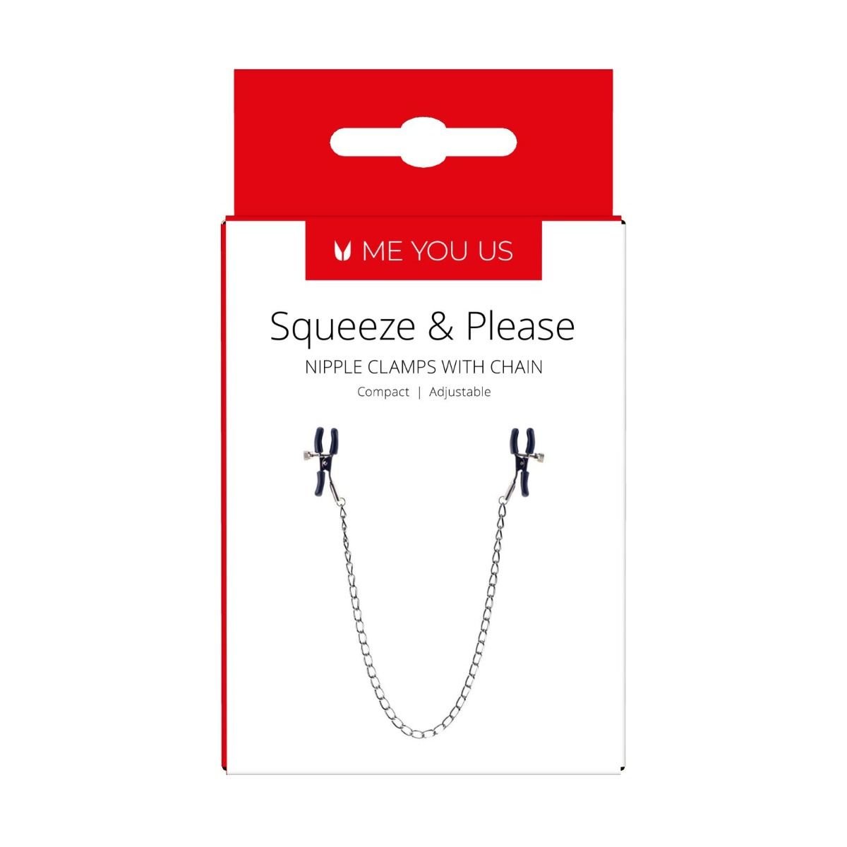 Me You Us Squeeze & Please Nipple Clamps with Chain