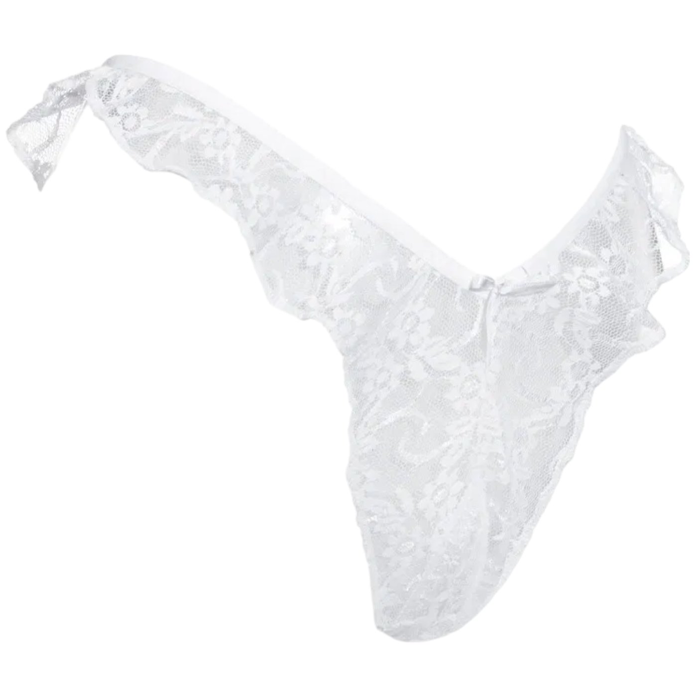 Rimba Crotchless Lace Brazilian Briefs White