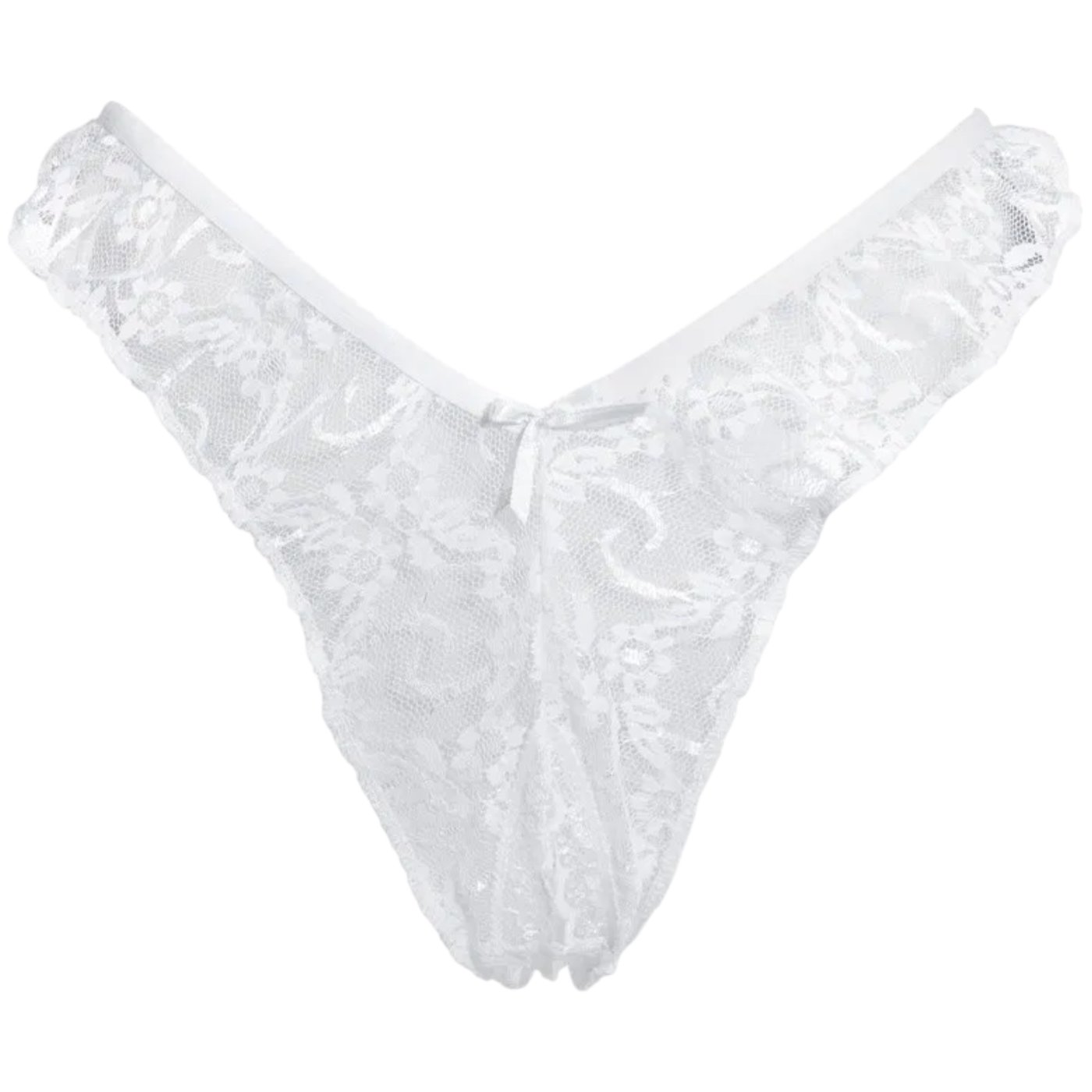 Rimba Crotchless Lace Brazilian Briefs White