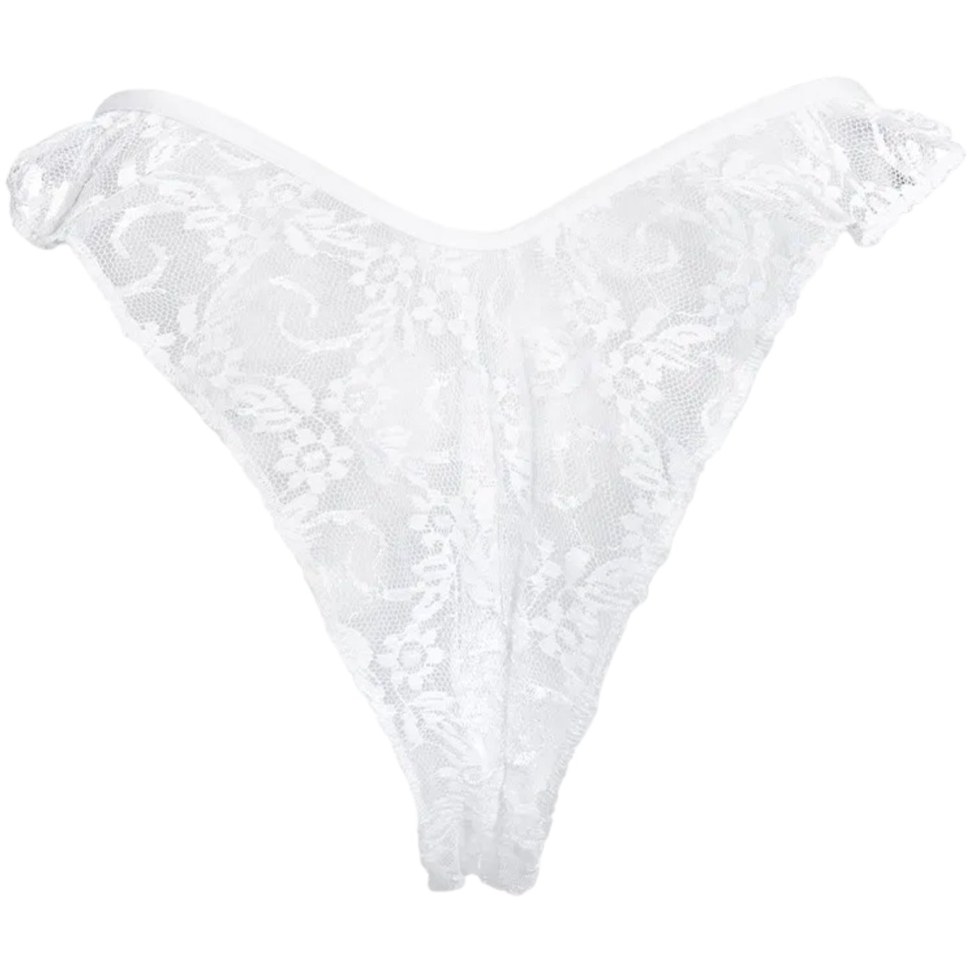 Rimba Crotchless Lace Brazilian Briefs White