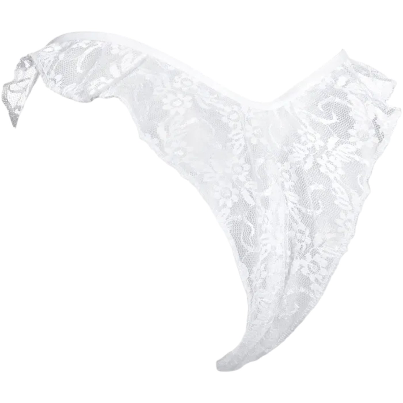 Rimba Crotchless Lace Brazilian Briefs White