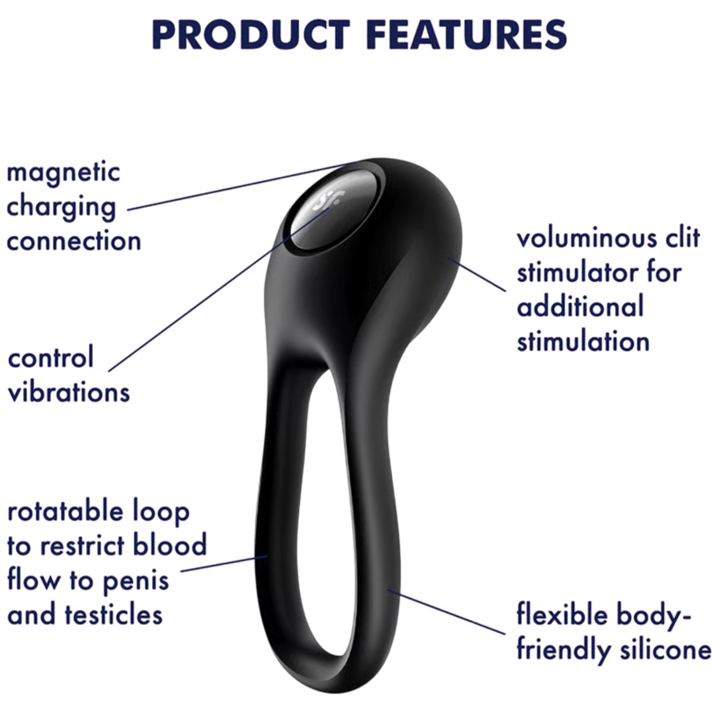 Satisfyer Majestic Duo Silicone Vibrating Cock & Ball Ring Black