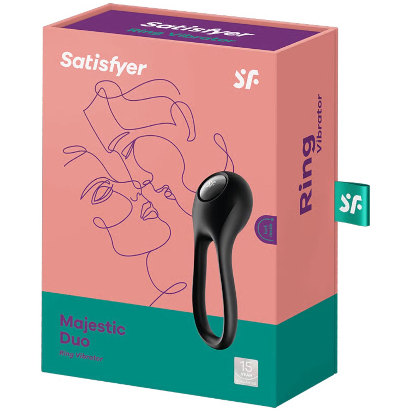 Satisfyer Majestic Duo Silicone Vibrating Cock & Ball Ring Black